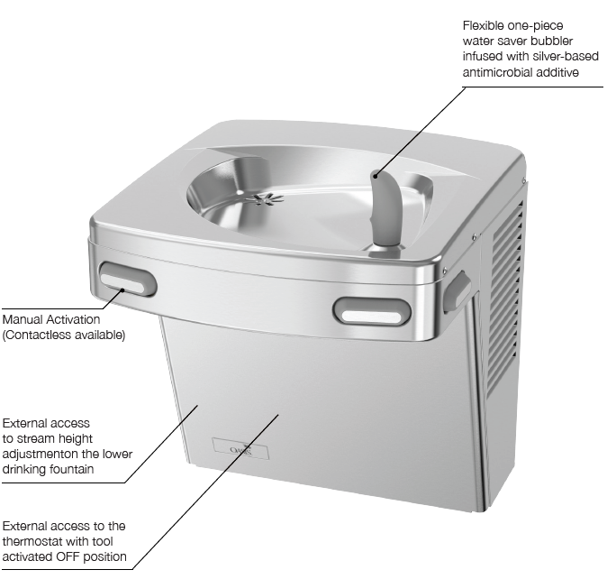 Oasis VersaCooler Vandal Resistant Wall-Mounted Drinking Fountain..