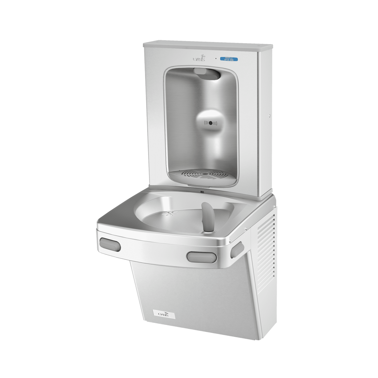Oasis Bottle Filler with Drinking Fountain Combo, Contactless and Mechanical.