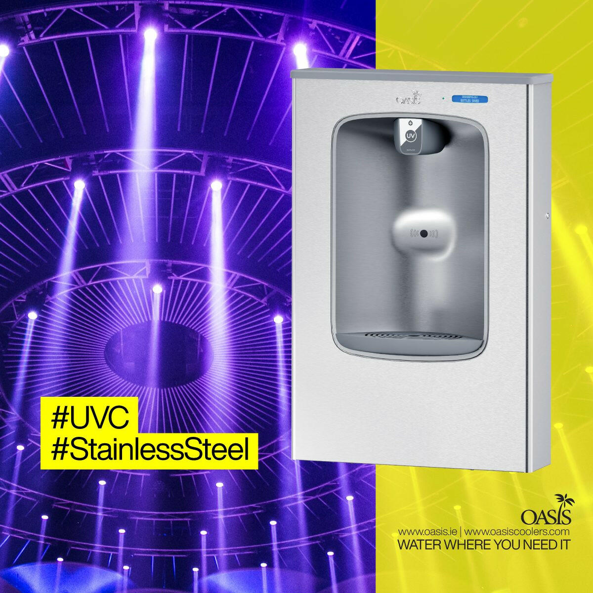 Oasis AquaPointe Non-Refrigerant Bottle Filler, On-A-Wall Surface Mount.