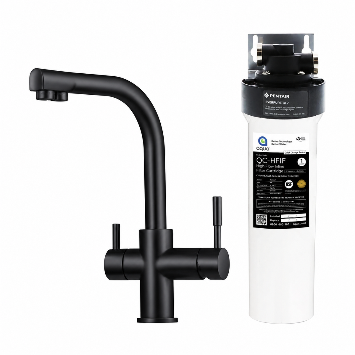 Under Bench High-Flow Filter System with Mixer Sprayer Tap