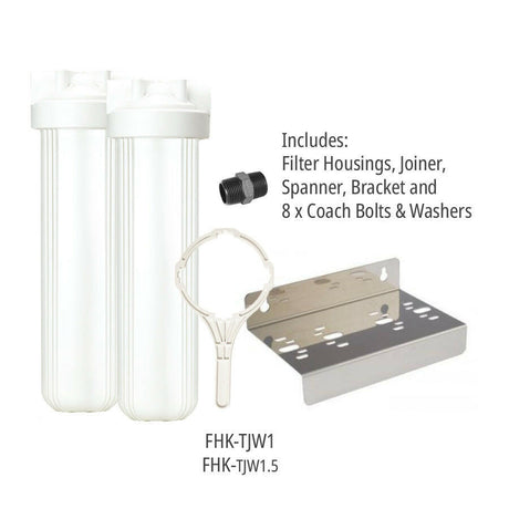 Filter Housing Kit Twin "Jumbo" 1.5" FPTw/PR with Spanner & Bracket.