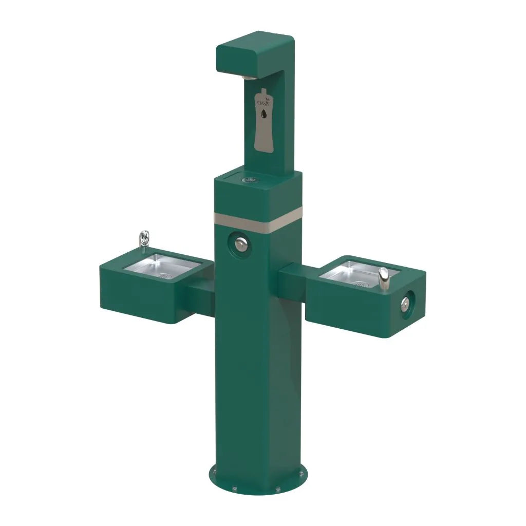 Oasis Outdoor Dual +2 Manual, Non-Refrigerated Hydration Station Combo