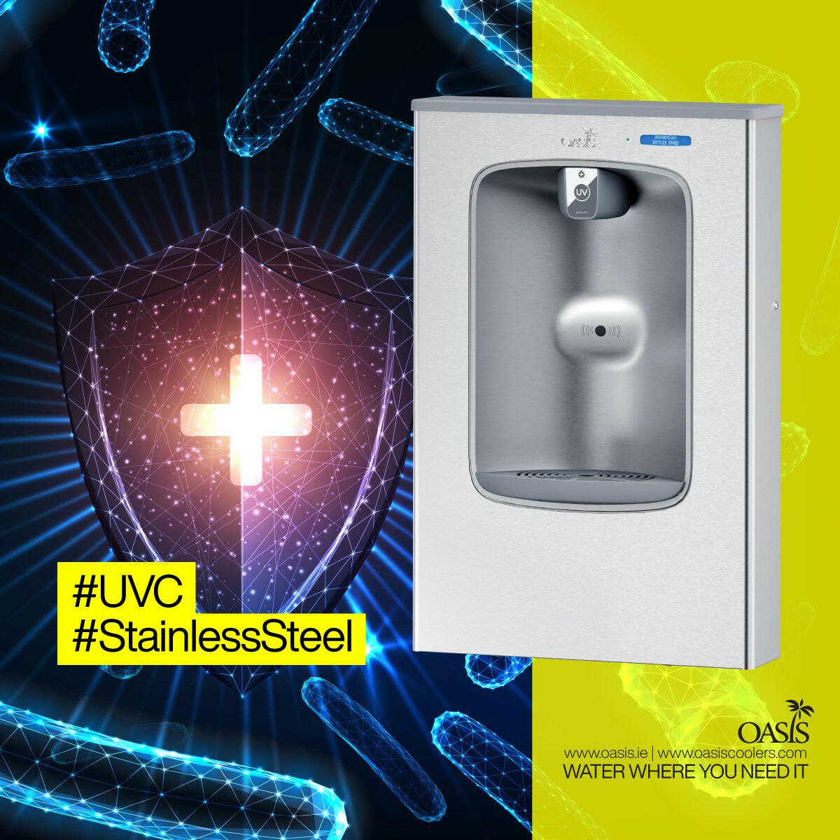 Oasis AquaPointe Non-Refrigerant Bottle Filler, On-A-Wall Surface Mount.