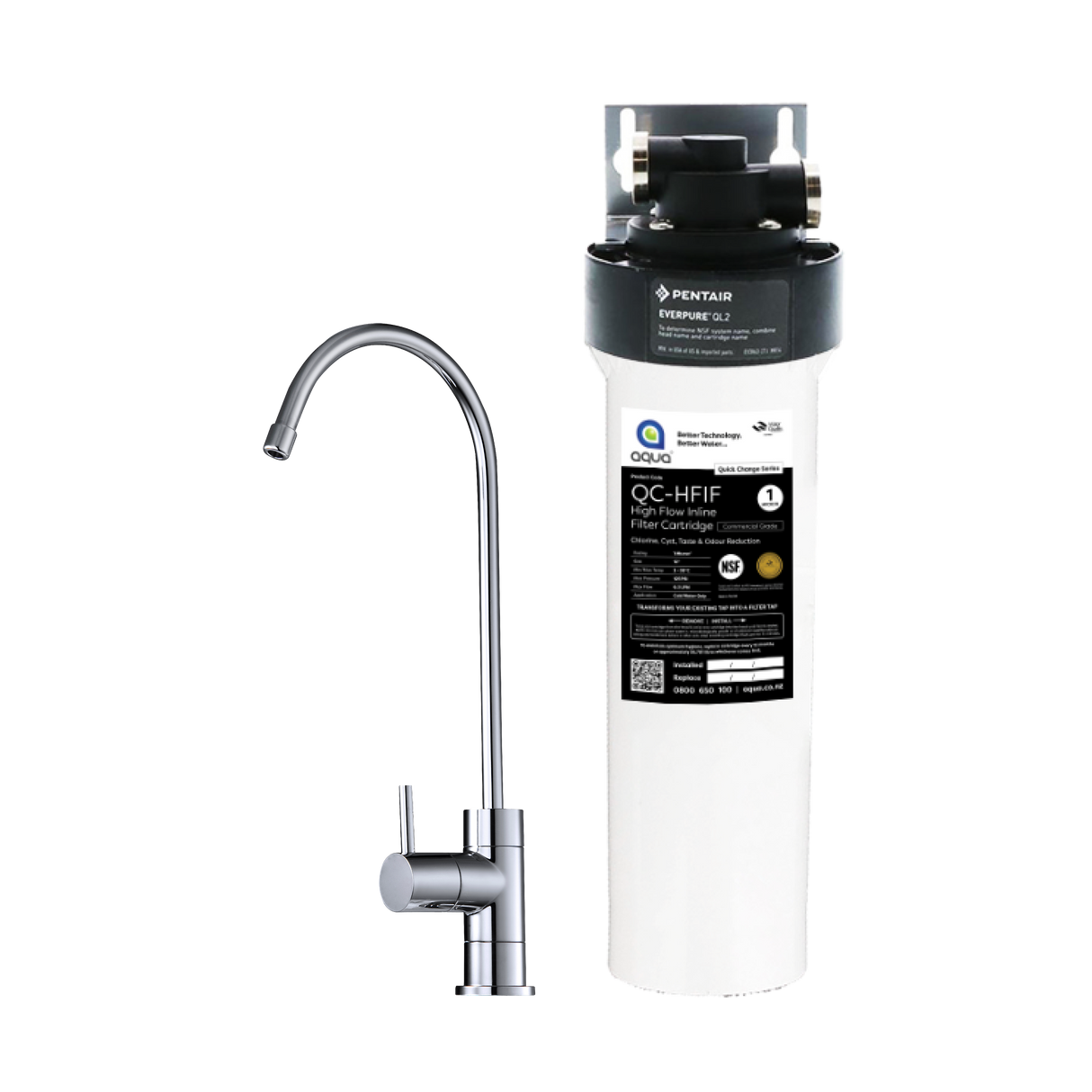 Under Bench High-Flow Inline Filter with Tap