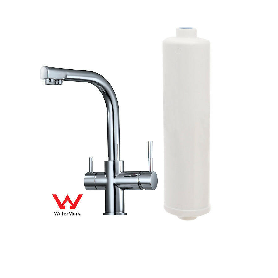 Under Bench KDF Water Filter System with Tri Flo Mixer Sprayer - Mains Water