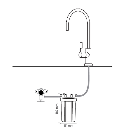 Under Bench Mini Water Filter System with Tap Options.