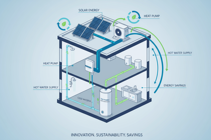 All Aqua systems are compatible with sustainable energy sources — including heat pumps and solar panels — helping you reduce emissions and long-term running costs.