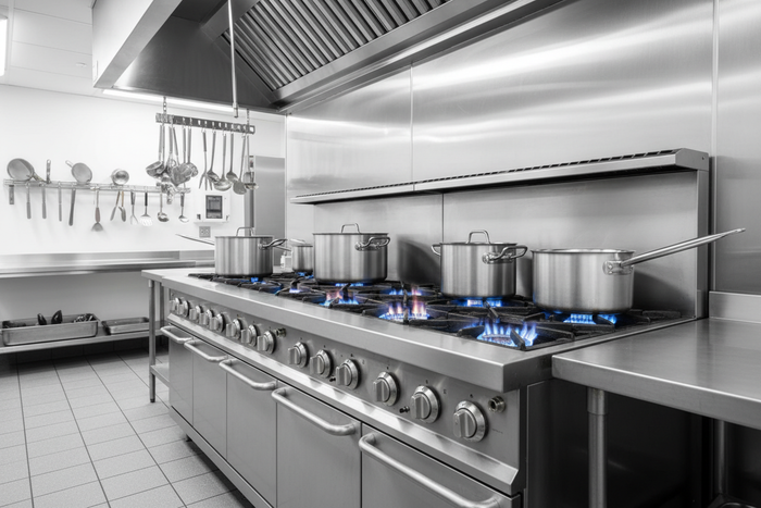 gas stove in a commercial kitchen 